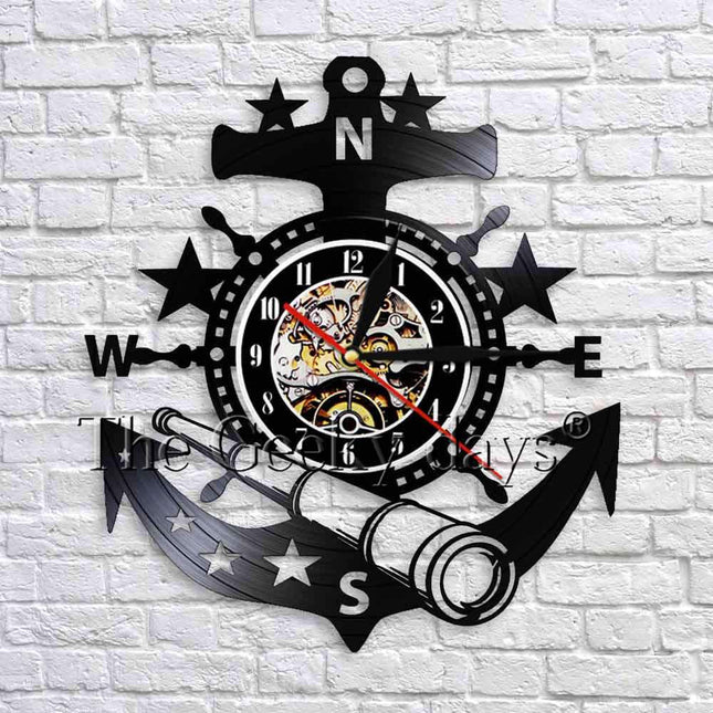 Maritim vinylklokke med anker