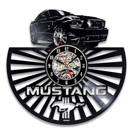 Ford Mustang bil vinylplate veggklokke