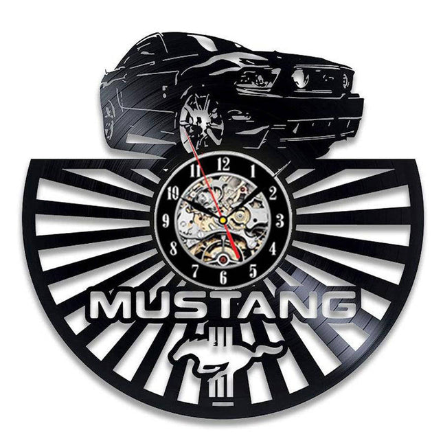 Ford Mustang bil vinylplate veggklokke