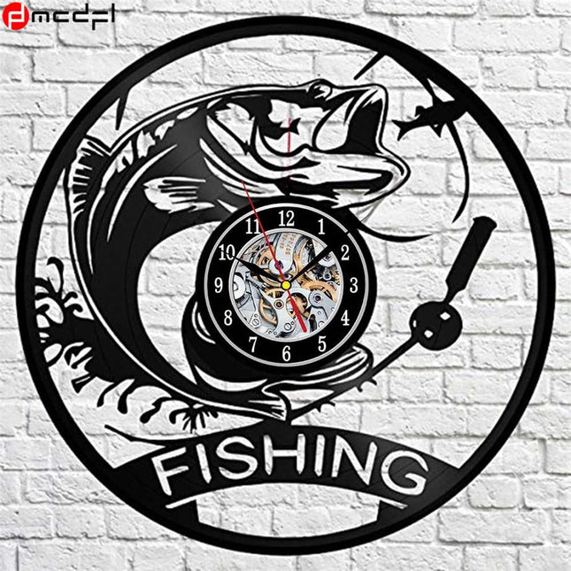 Vinyl veggklokke for fiskeentusiaster