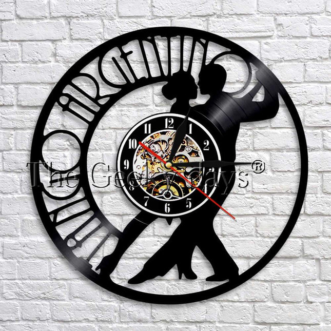 Tango dansere vinylplate veggklokke dekor