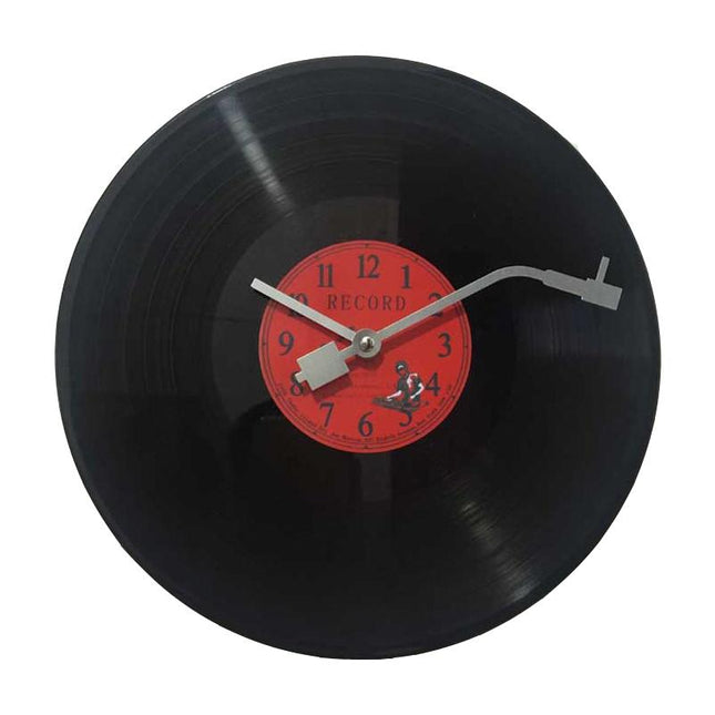 Retro platespiller design vinyl veggklokke