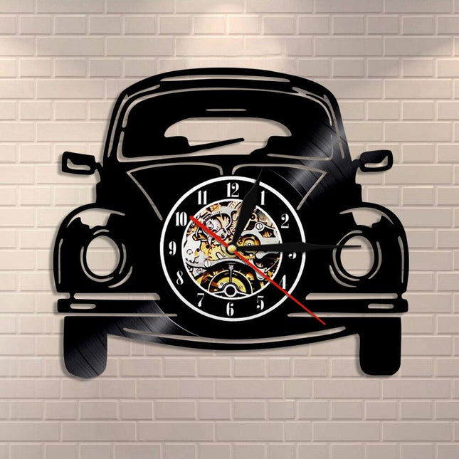 VW Boble bil vinylplate veggklokke