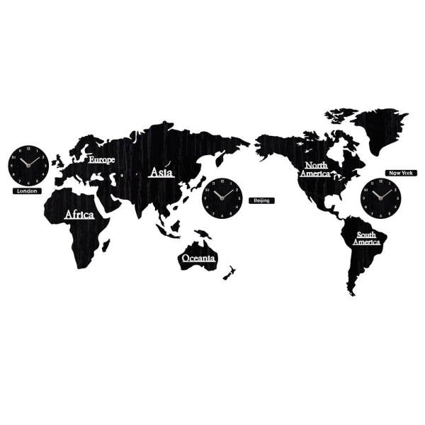 Veggklokke verdenskart i tre design