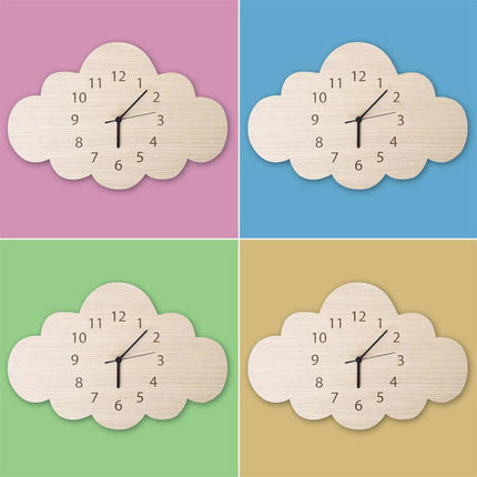 Skyformet veggklokke i tre til barnerom