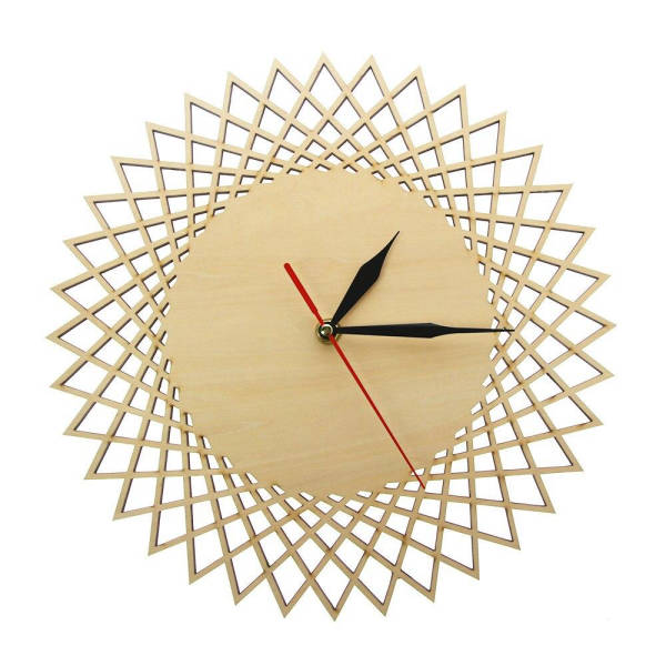 Geometrisk veggklokke i tre solmotiv