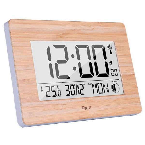 Digital alarmklokke med treramme og dato