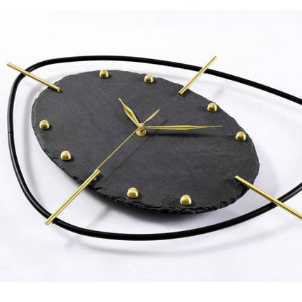 Moderne oval veggklokke skifer-look