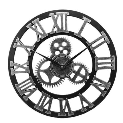 Industriell klokke i tre og metall