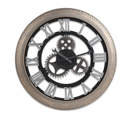 Stor industriell veggklokke med tannhjul