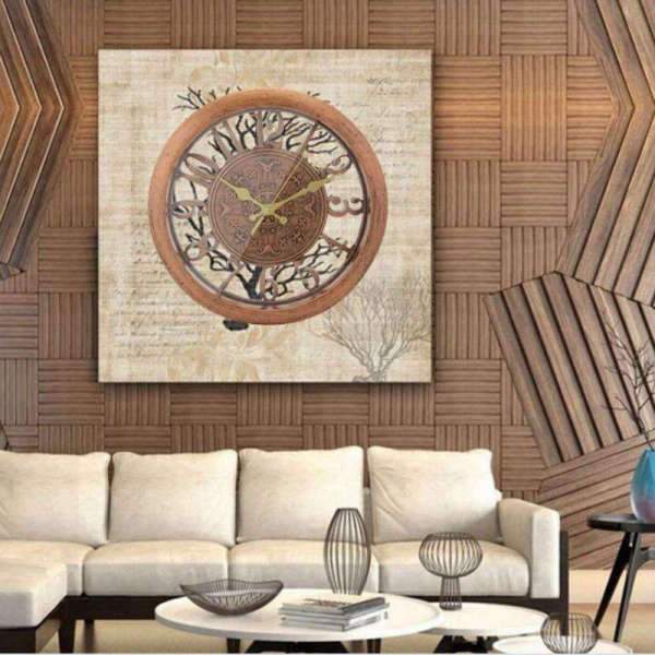 Retro veggklokke i mørkt treutseende