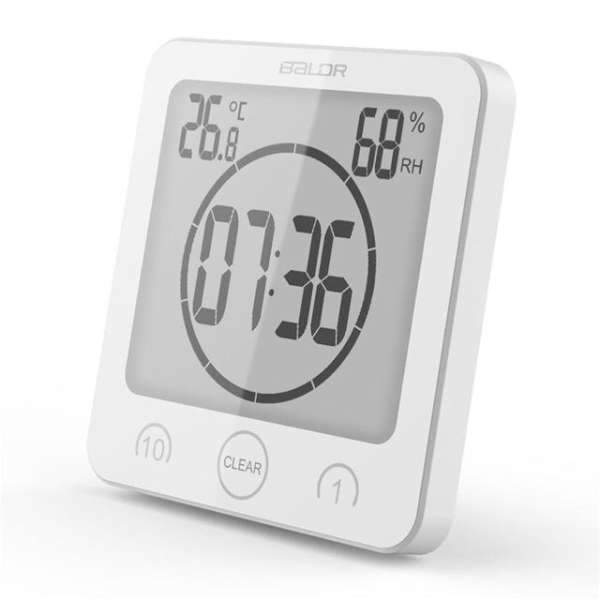 Digital firkantet klokke med termometer