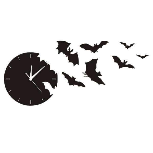 Veggklokke med flaggermus for Halloween