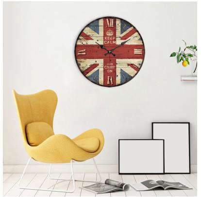 Rund veggklokke med Union Jack