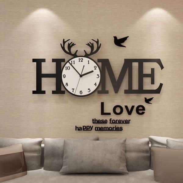Stor HOME veggdekorasjon klokke til stue