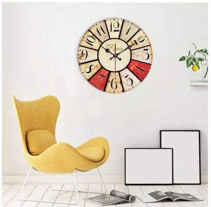 Stor retro veggklokke med rød design