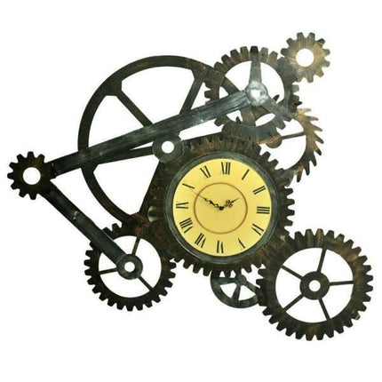 Stor steampunk veggklokke med tannhjul