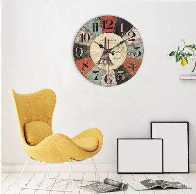 Stor retro Paris veggklokke Eiffeltårnet