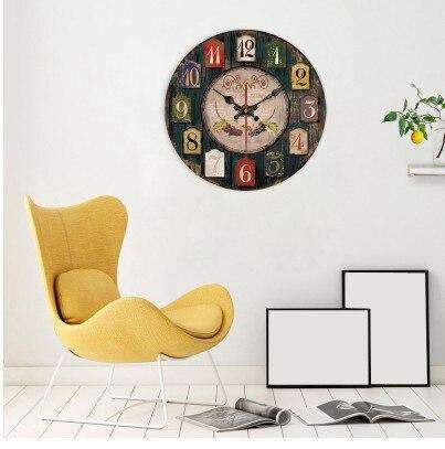 Stor mørk vintage veggklokke trelook