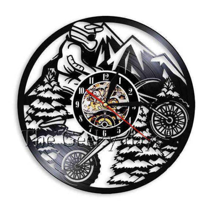 Motocross vinylklokke med fjellmotiv