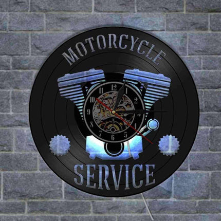 Motorsykkelmotor vinylklokke med LED-lys