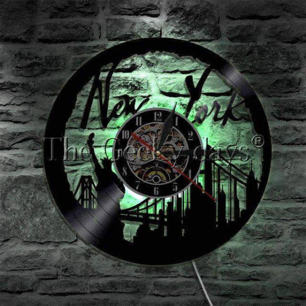 Vinylklokke med New York bymotiv