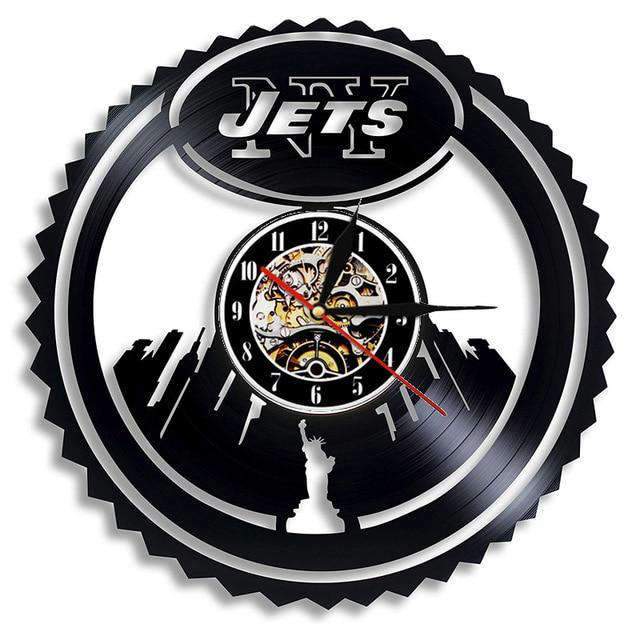 Svart New York Jets vinyl veggklokke