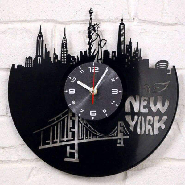 New York monumenter silhuett vinylklokke