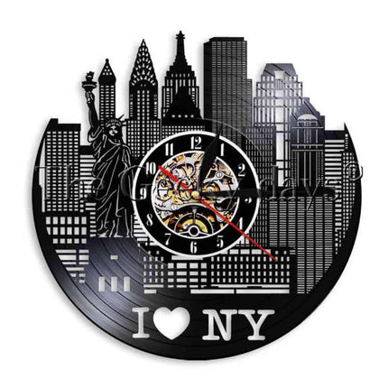 Moderne I Love NY vinylklokke