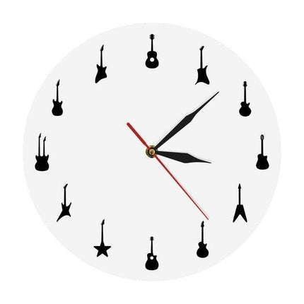 Kreativ veggklokke med gitar silhuetter