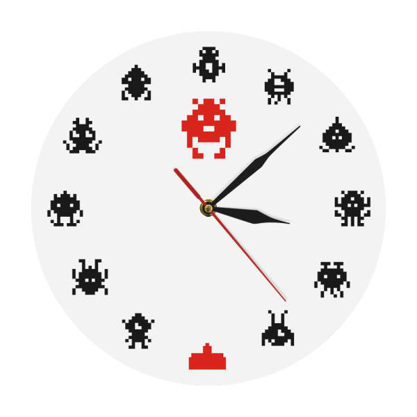 Retro 8-bit gaming veggklokke design
