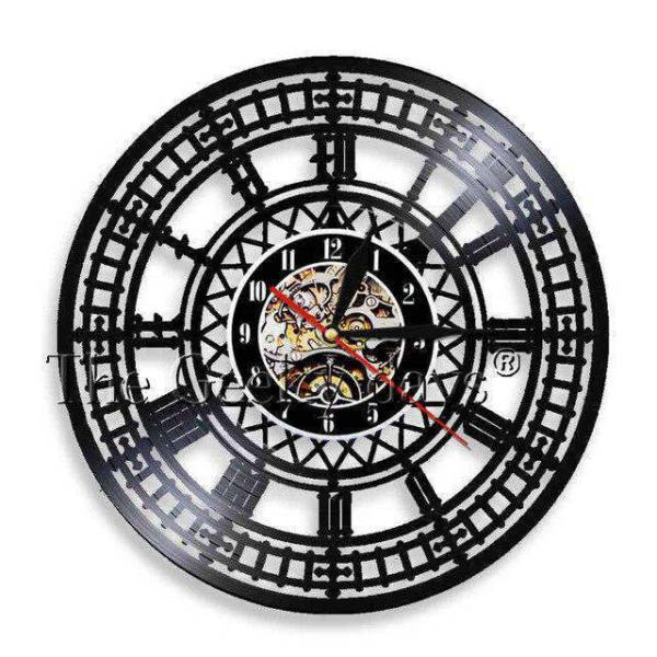 Steampunk veggklokke med romertall i vinyl