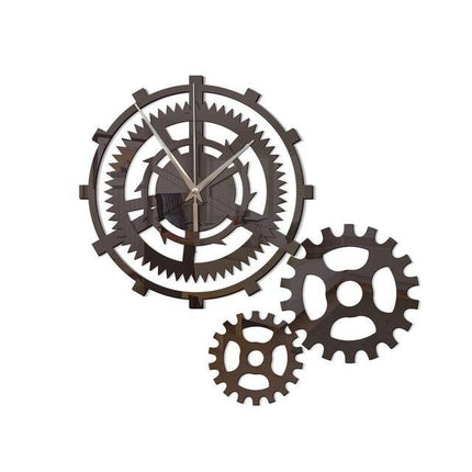 Steampunk veggklokke med tre store tannhjul
