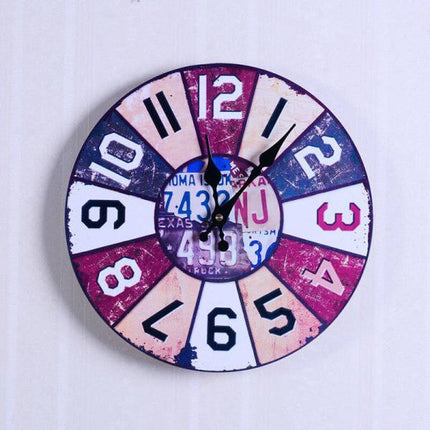 Retro 60-talls veggklokke, bilskilt design