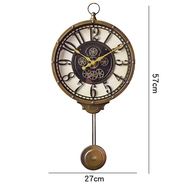 Vintage steampunk veggklokke med pendel